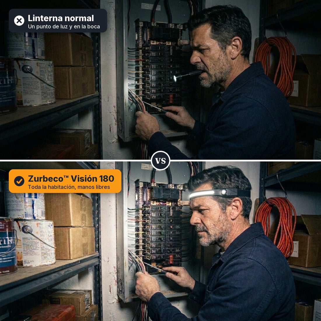 Zurbeco™ Manos Libres, Luz 230° y Sin Pilas